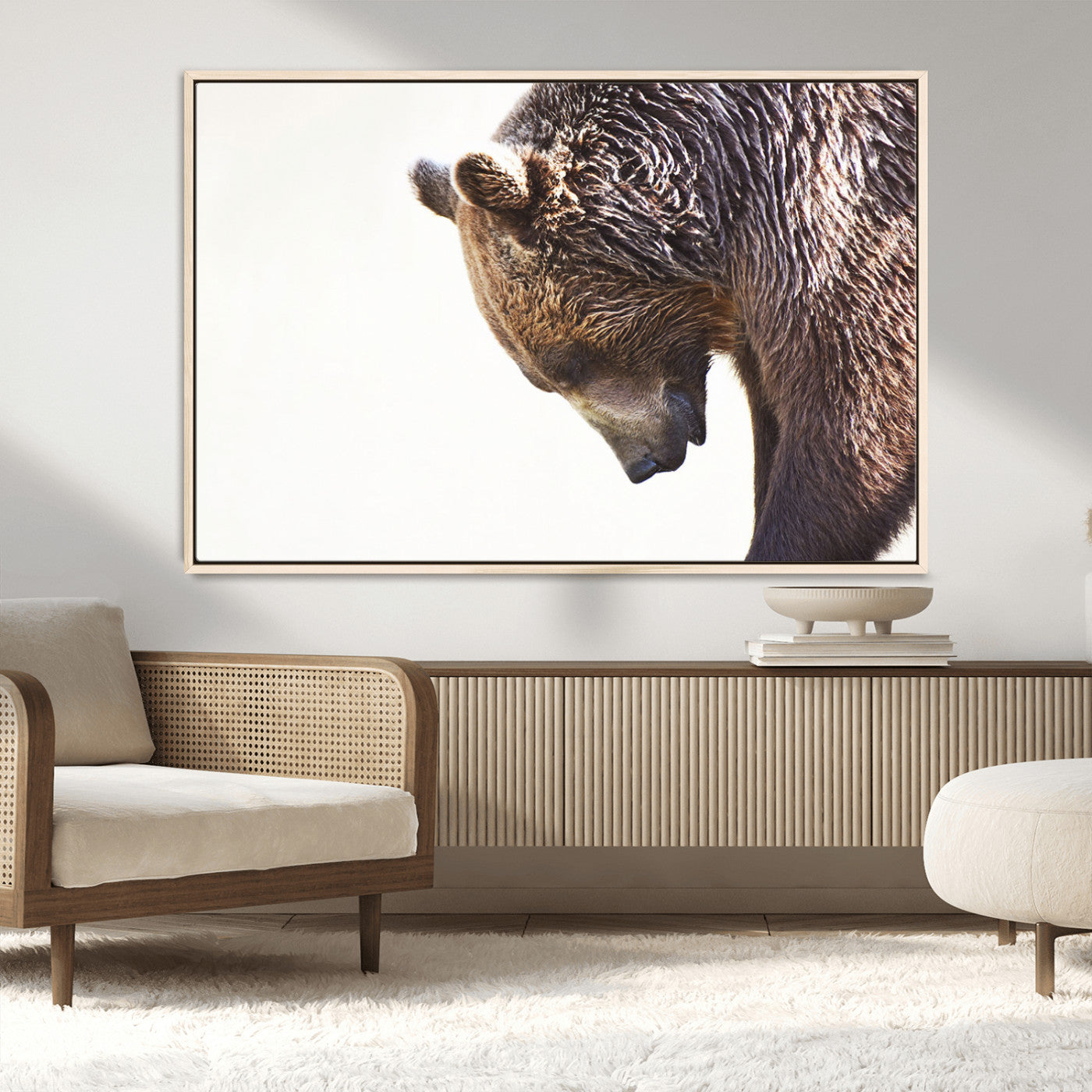 Majestic Bear Portrait - Capture the raw beauty of a bear in a detailed close-up, perfect for your Wall Art Canvas Print collection