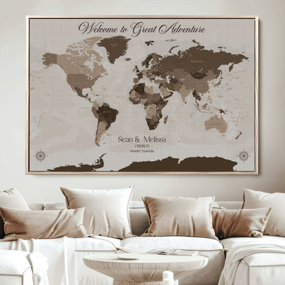 49871705-MGV-CV-36X24-Push Pin Customize World Map Wall Canvas Print – Personalized Travel Tracker with Pins – Custom Wall Art Canvas for Home Office Decor