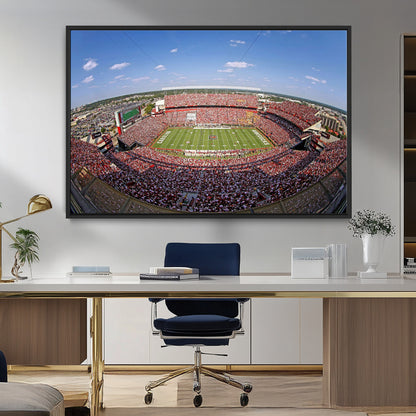 An William Brice-Stadium view of a full football stadium with cheering fans and clear blue skies, capturing the excitement and energy of the game.