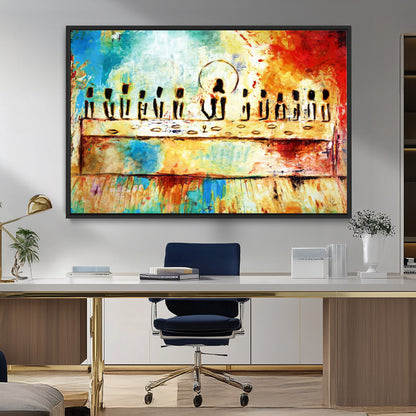 Abstract Last Supper with Apostles Wall Art Canvas Print