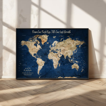 56122A-MGV-FC-36X24_Black-Push Pin World Map Canvas Print – Framed Wall Art for Couples to Track Their Travels – Anniversary Gift or Home Adventure Decor - H2-Orj
