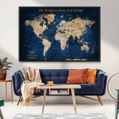 10181149-MGV-CV-36X24-Framed Push Pin World Travel Map – Canvas Wall Print of Where I’ve Been, Old-Style Adventure Map with Pins for Tracking Trips - H2-3
