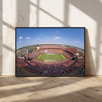 An William Brice-Stadium view of a full football stadium with cheering fans and clear blue skies, capturing the excitement and energy of the game.