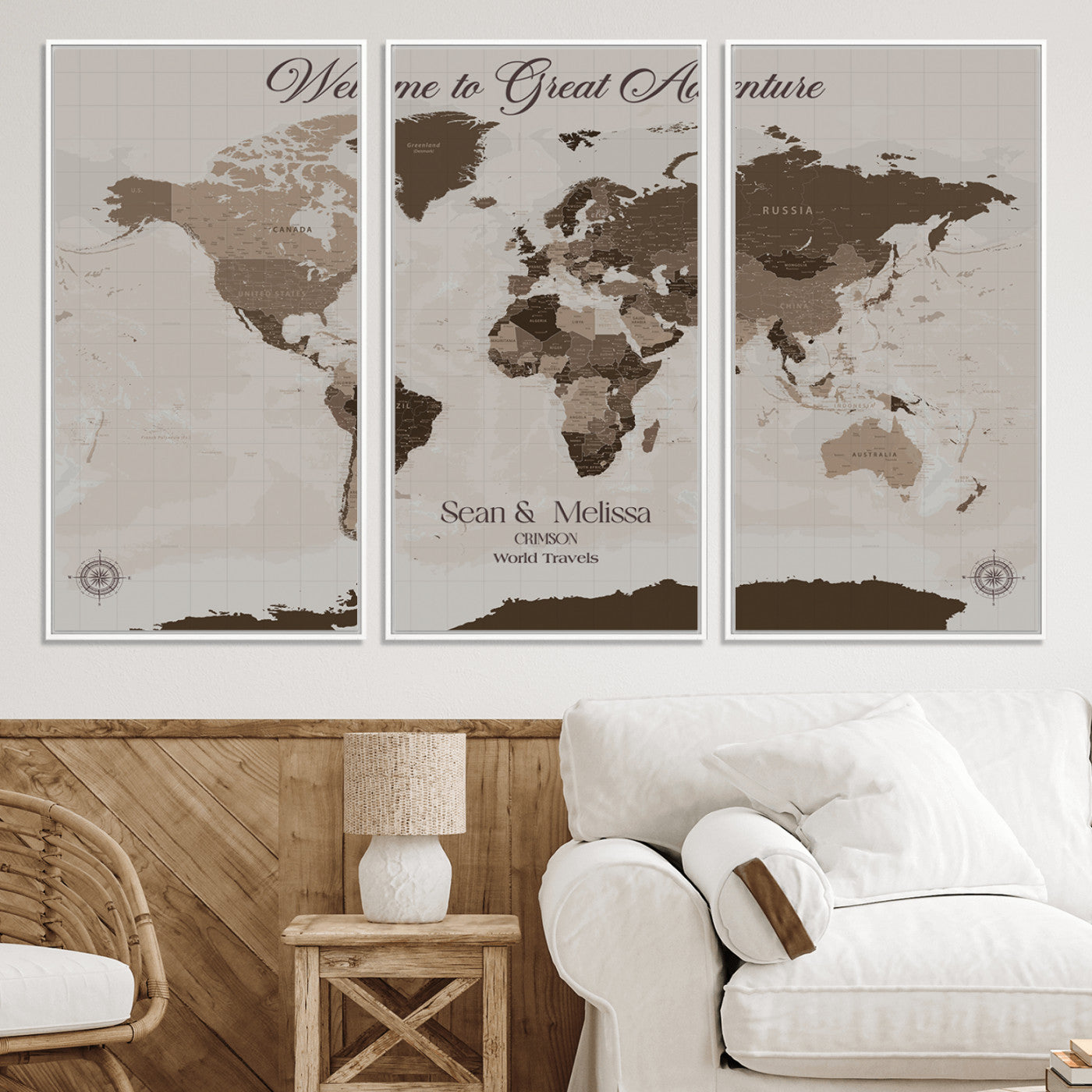 49871705-MGV-CV-36X24-Push Pin Customize World Map Wall Canvas Print – Personalized Travel Tracker with Pins – Custom Wall Art Canvas for Home Office Decor