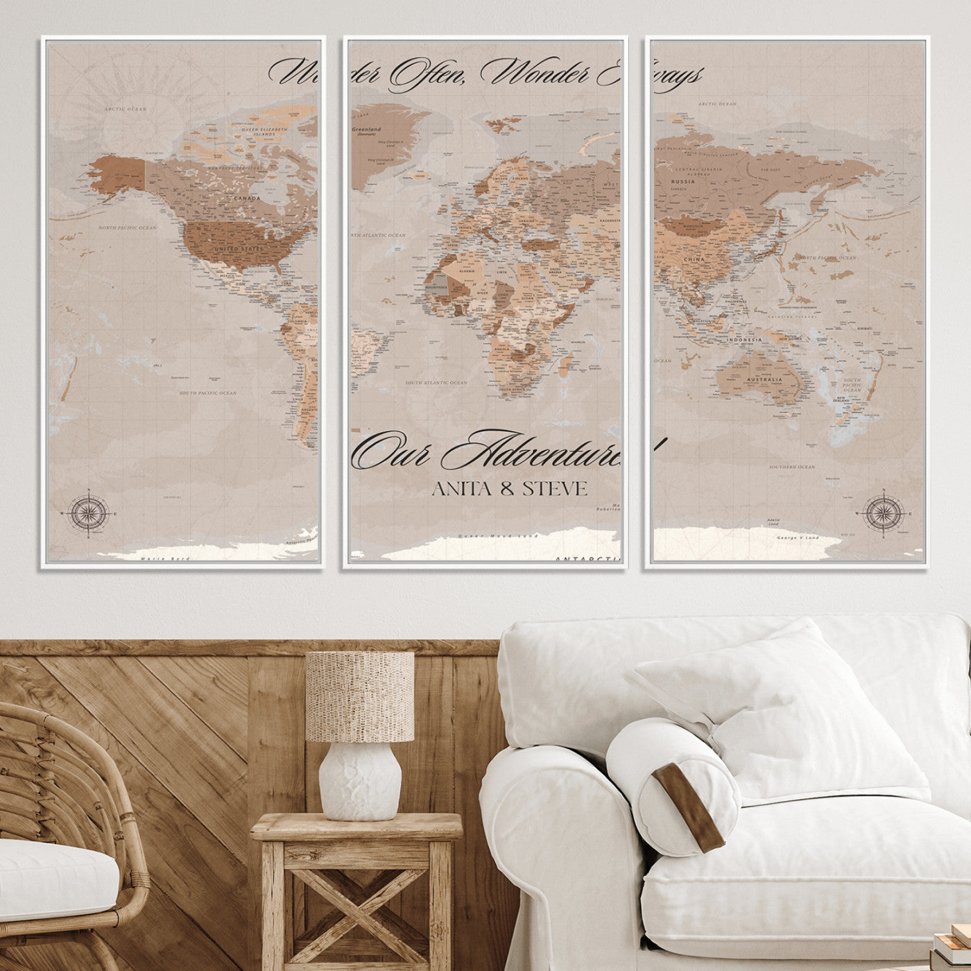 95243244-MGV-CV-36X24-Custom Push Pin World Map Wall Canvas Print – Personalized Map for Travel Lovers - Large Personalized Gift for Home Office Decor