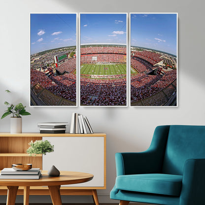 An William Brice-Stadium view of a full football stadium with cheering fans and clear blue skies, capturing the excitement and energy of the game.