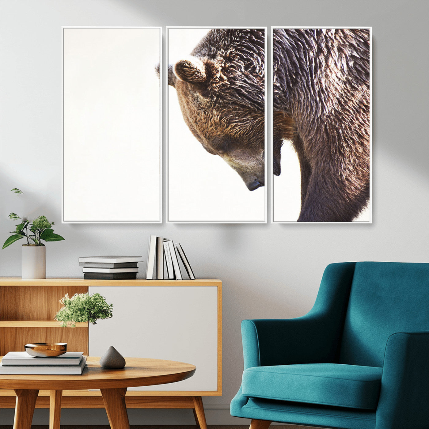 Majestic Bear Portrait - Capture the raw beauty of a bear in a detailed close-up, perfect for your Wall Art Canvas Print collection