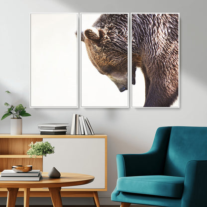 Majestic Bear Portrait - Capture the raw beauty of a bear in a detailed close-up, perfect for your Wall Art Canvas Print collection