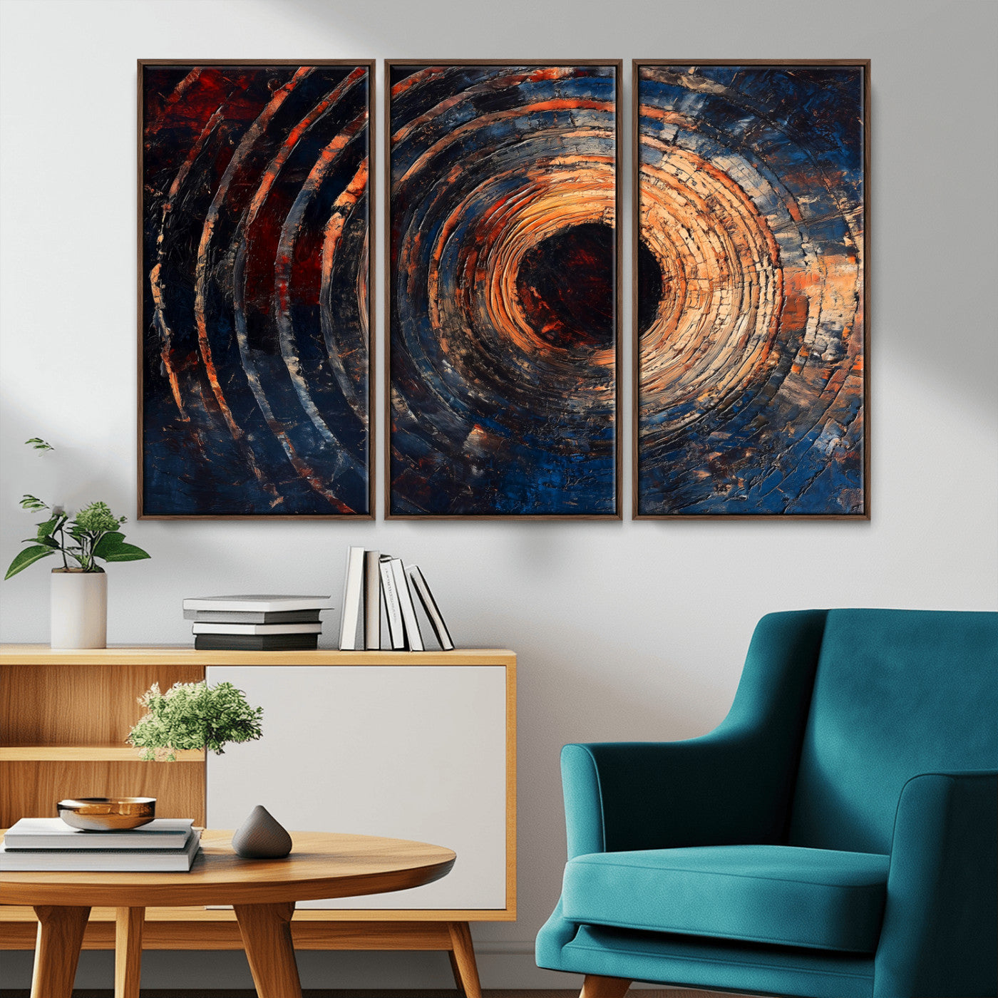 Wood Tree Ring Wall Art Print - Natural Wood Canvas Print, featuring an intricate tree ring pattern with organic textures, perfect for rustic and nature-inspired decor.