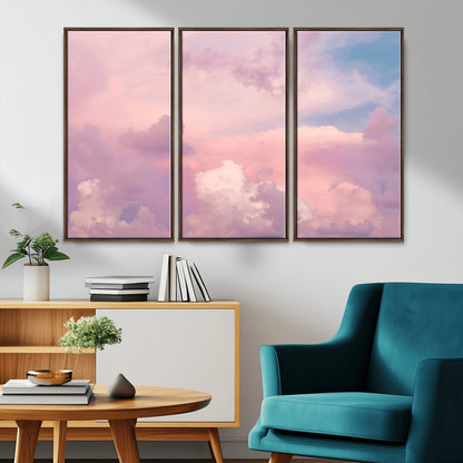 Soft pastel-colored clouds in shades of pink, purple, and blue, creating a dreamy and serene sky perfect for a calming decor touch.