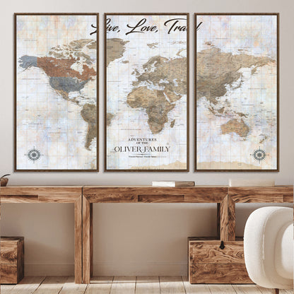 76256172-MGV-CV-36X24-Custom Push Pin World Map Wall Canvas Print – Personalized Travel Tracker with Pins – Framed Large Multi-Size Canvas for Home Office Decor