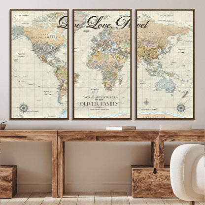 49563244-MGV-CV-36X24-Custom Push Pin World Map Wall Canvas Print – Personalized Travel Tracker with Pins – Framed Large Multi-Size Canvas for Home Office Decor