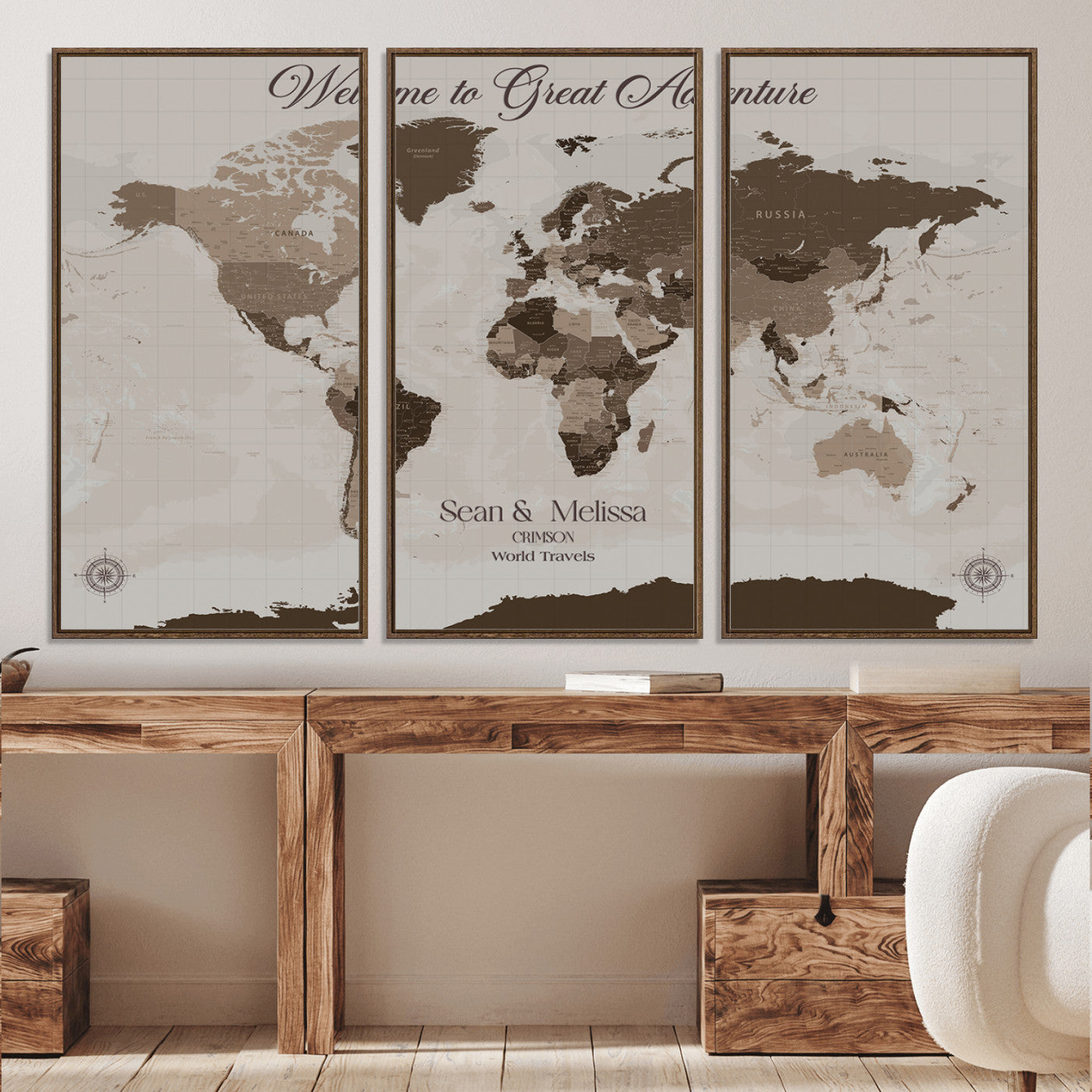 49871705-MGV-CV-36X24-Push Pin Customize World Map Wall Canvas Print – Personalized Travel Tracker with Pins – Custom Wall Art Canvas for Home Office Decor