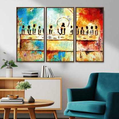 Abstract Last Supper with Apostles Wall Art Canvas Print