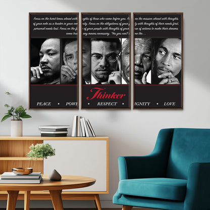 Monochrome canvas of iconic Black leaders with a powerful quote, perfect for modern spaces with a cultural or motivational theme.