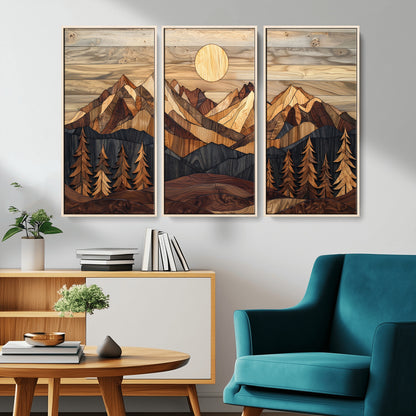 Mountain Landscape Wall Art Print - Sunset Hills Canvas Print, featuring an abstract nature scene with earthy tones and misty peaks, perfect for boho and modern decor.