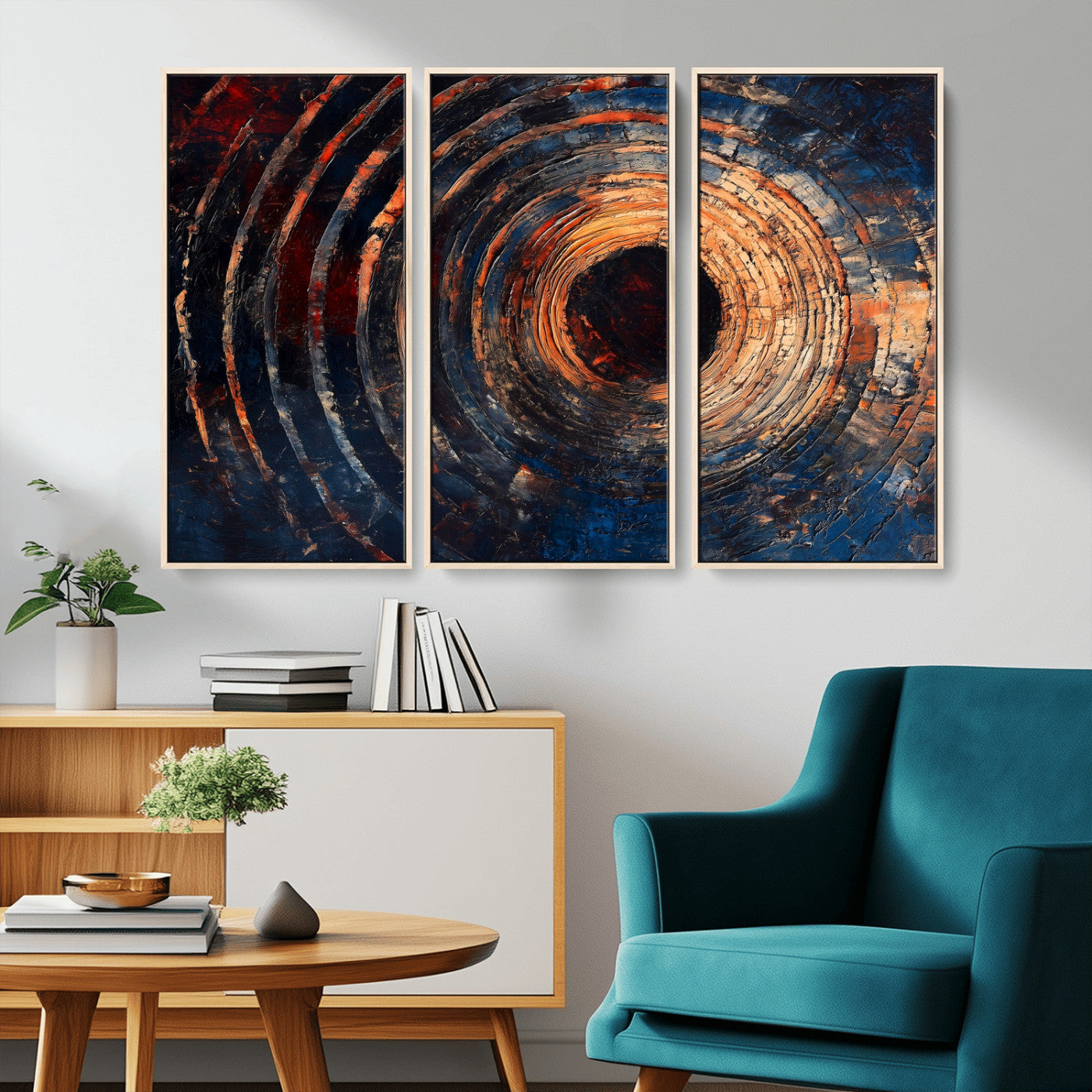Wood Tree Ring Wall Art Print - Natural Wood Canvas Print, featuring an intricate tree ring pattern with organic textures, perfect for rustic and nature-inspired decor.