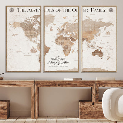 58395047-MGV-CV-36X24-Personalized Framed World Map Canvas Wall Art Print – Custom Push Pin Travel Tracker Lover - Custom World Map on Canvas