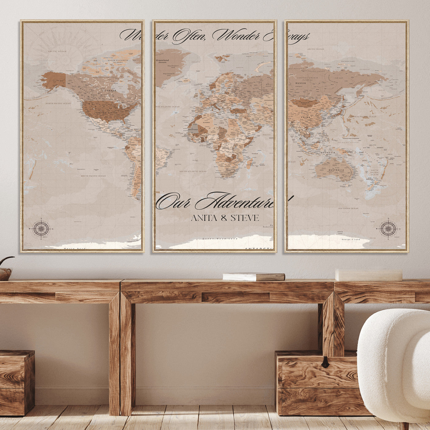 95243244-MGV-CV-36X24-Custom Push Pin World Map Wall Canvas Print – Personalized Map for Travel Lovers - Large Personalized Gift for Home Office Decor