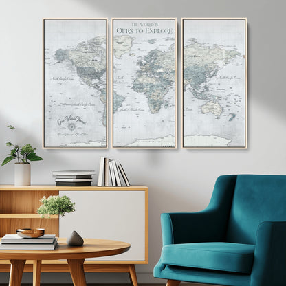 Custom Push Pin World Map Wall Canvas Print – Personalized Travel Tracker with Pins – Framed Custom Quotie Canvas for Home Office Decor
