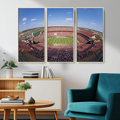 An William Brice-Stadium view of a full football stadium with cheering fans and clear blue skies, capturing the excitement and energy of the game.