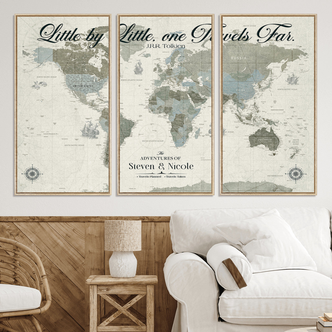 72081300-MGV-CV-36X24-Custom Push Pin World Map Wall Canvas Print – Personalized Travel Tracker with Pins – Framed Large Multi-Size Canvas for Home Office Decor