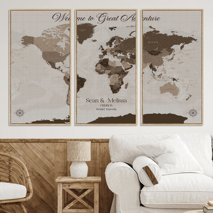 49871705-MGV-CV-36X24-Push Pin Customize World Map Wall Canvas Print – Personalized Travel Tracker with Pins – Custom Wall Art Canvas for Home Office Decor