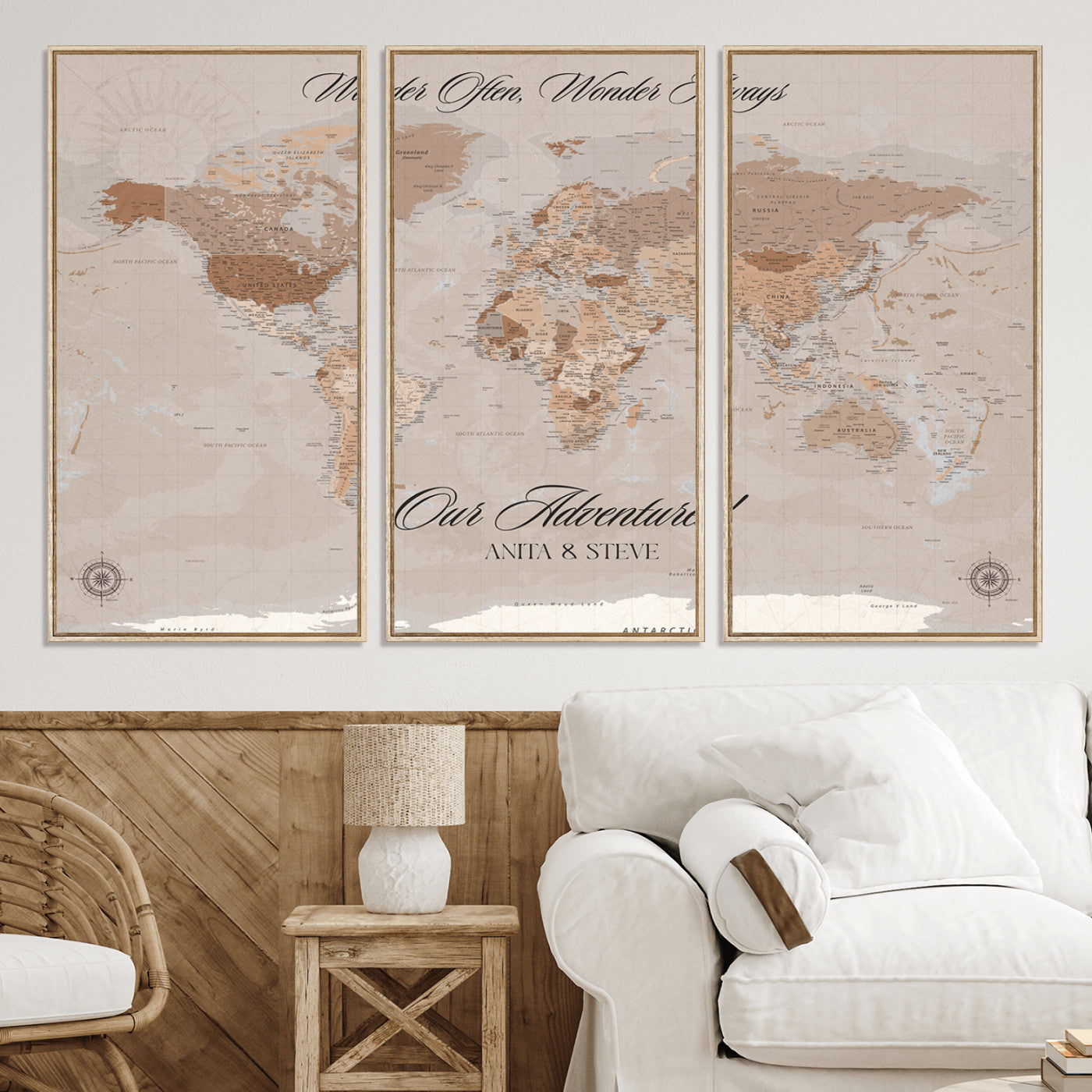 95243244-MGV-CV-36X24-Custom Push Pin World Map Wall Canvas Print – Personalized Map for Travel Lovers - Large Personalized Gift for Home Office Decor