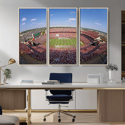 An William Brice-Stadium view of a full football stadium with cheering fans and clear blue skies, capturing the excitement and energy of the game.
