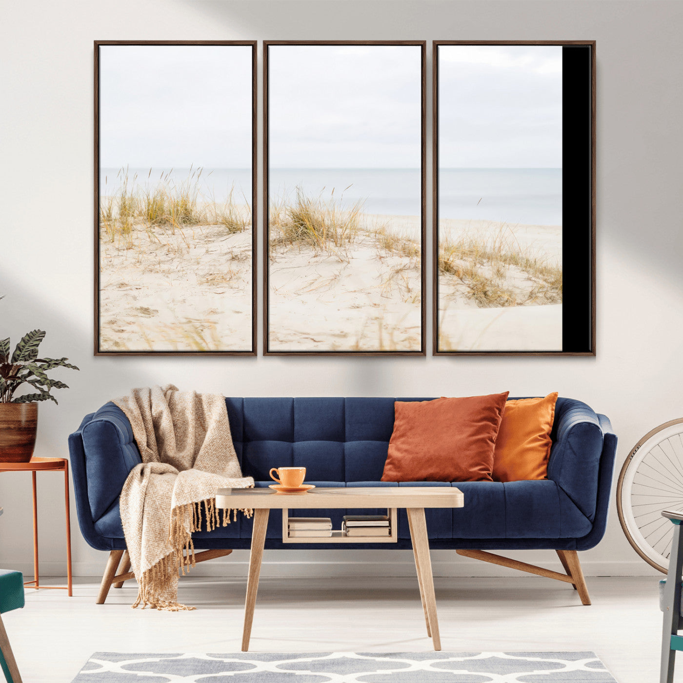 Canvas of soft beach dunes and coastal grasses in neutral tones, perfect for Scandinavian coastal or minimalist nature-inspired home decor.   2/2