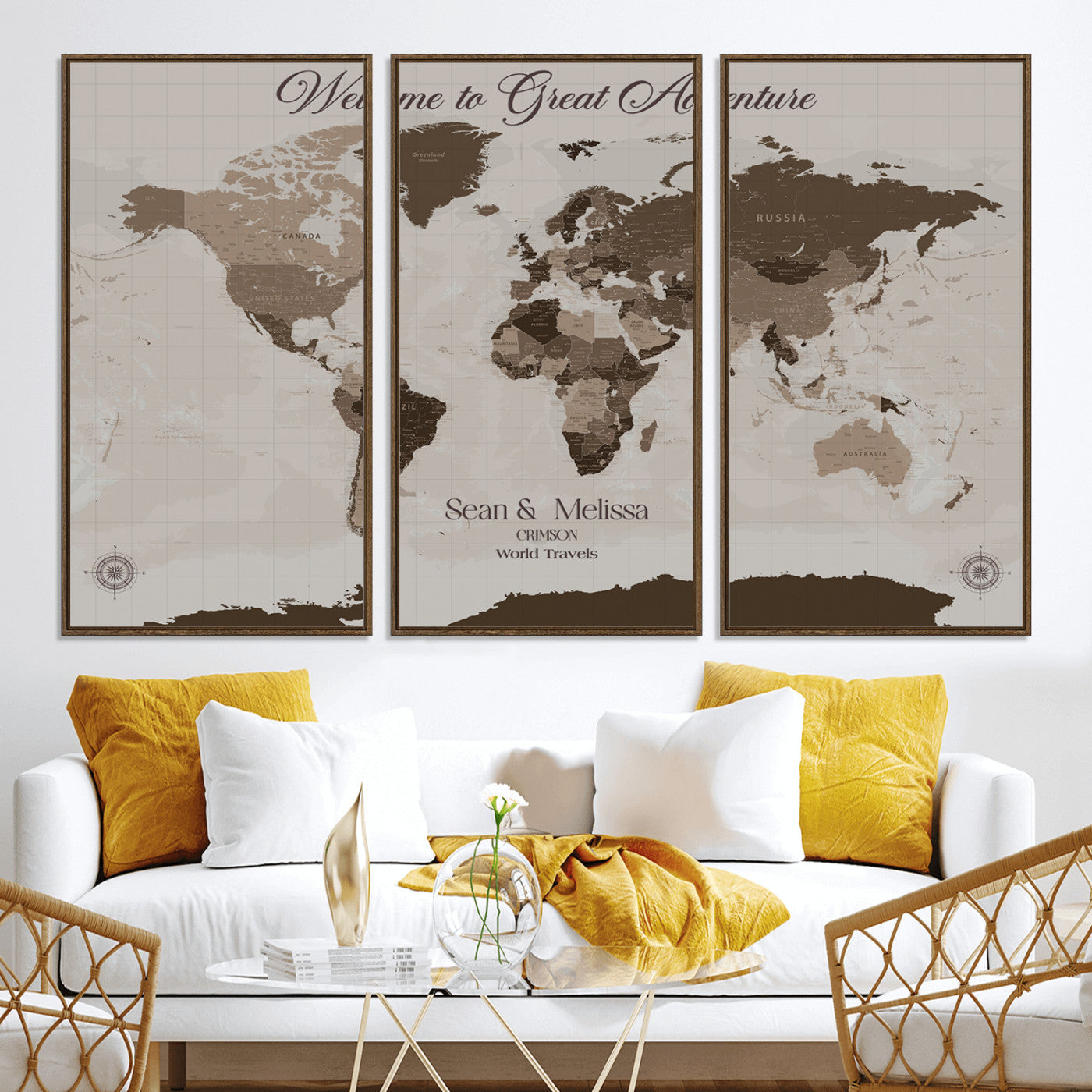 49871705-MGV-CV-36X24-Push Pin Customize World Map Wall Canvas Print – Personalized Travel Tracker with Pins – Custom Wall Art Canvas for Home Office Decor