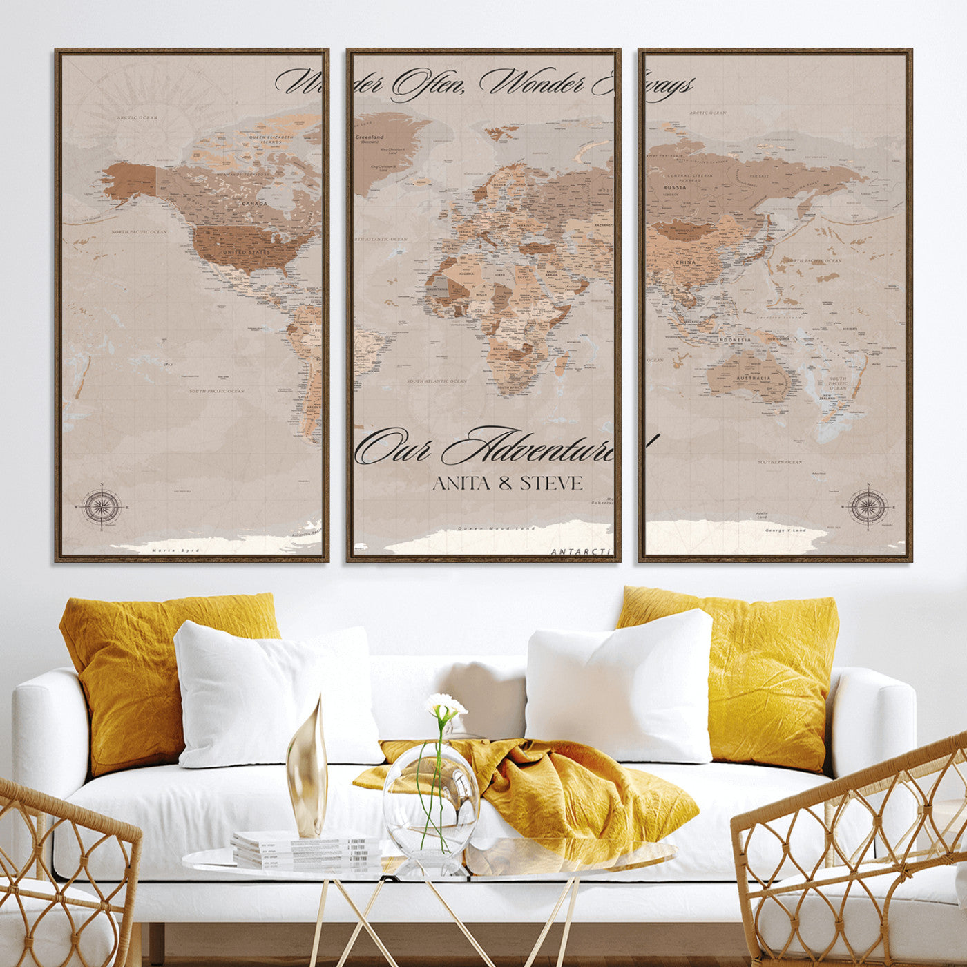 95243244-MGV-CV-36X24-Custom Push Pin World Map Wall Canvas Print – Personalized Map for Travel Lovers - Large Personalized Gift for Home Office Decor