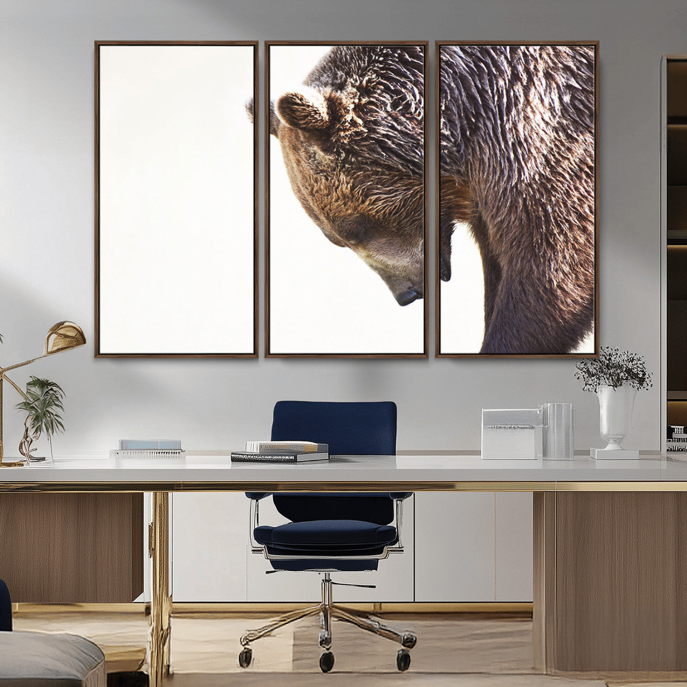 Majestic Bear Portrait - Capture the raw beauty of a bear in a detailed close-up, perfect for your Wall Art Canvas Print collection