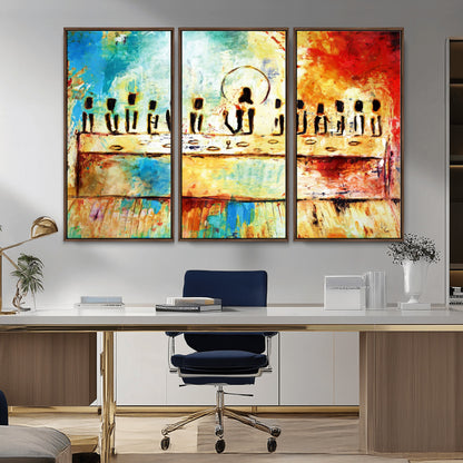 Abstract Last Supper with Apostles Wall Art Canvas Print