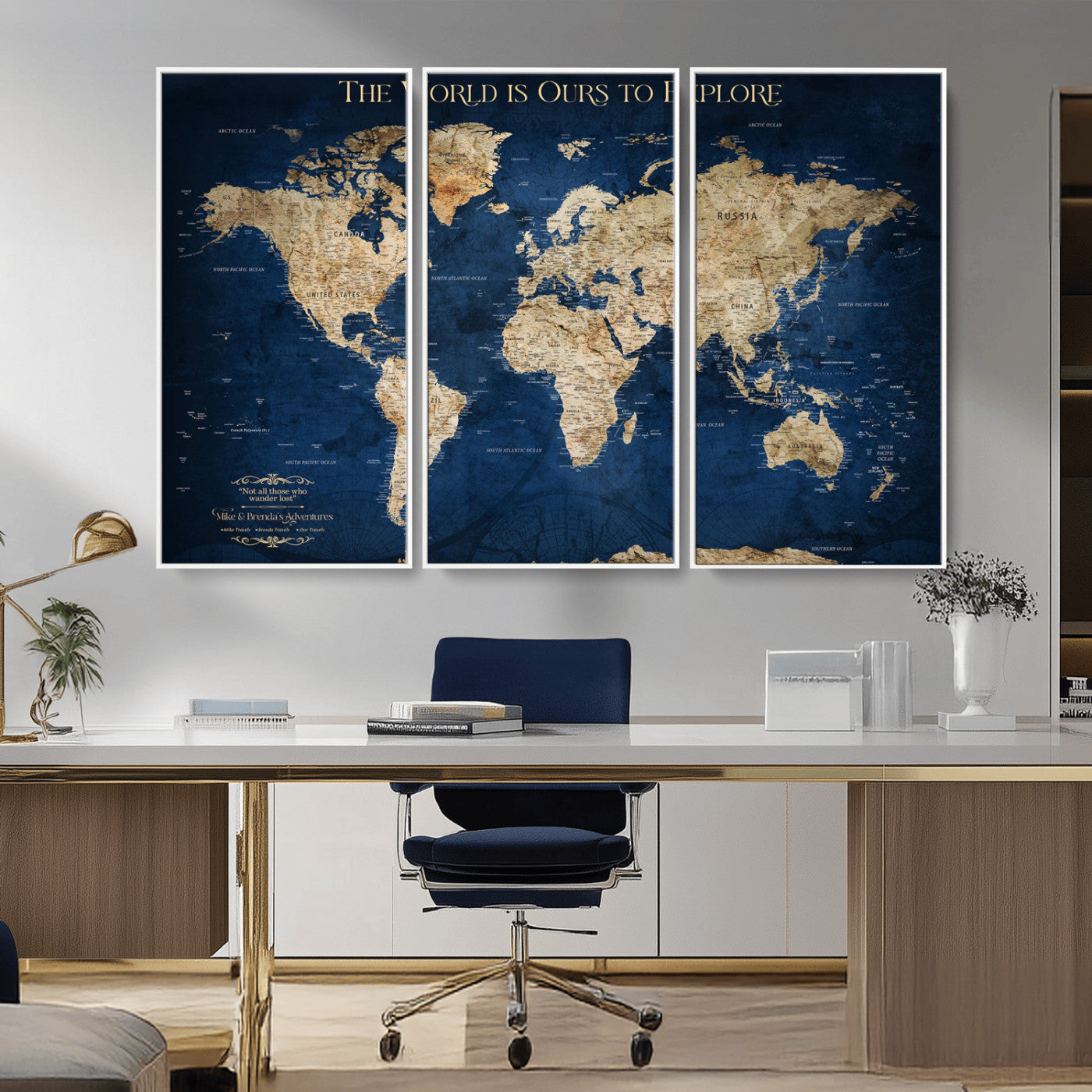10181149-MGV-CV-36X24-Framed Push Pin World Travel Map – Canvas Wall Print of Where I’ve Been, Old-Style Adventure Map with Pins for Tracking Trips - H2-3