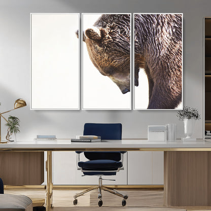 Majestic Bear Portrait - Capture the raw beauty of a bear in a detailed close-up, perfect for your Wall Art Canvas Print collection