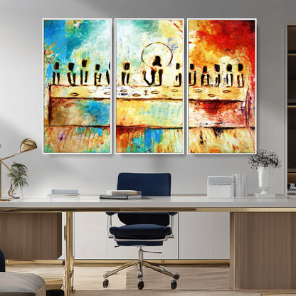 Abstract Last Supper with Apostles Wall Art Canvas Print