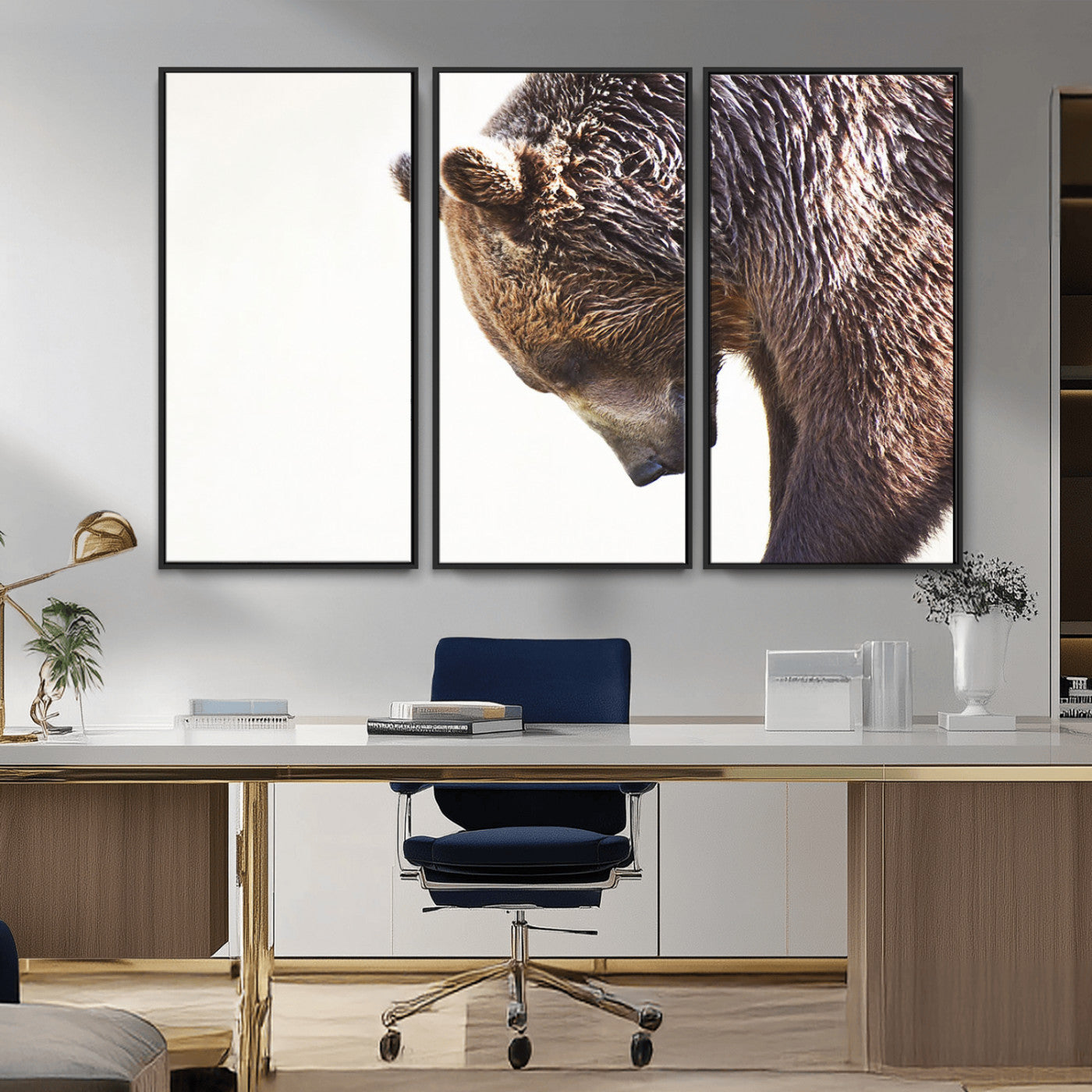 Majestic Bear Portrait - Capture the raw beauty of a bear in a detailed close-up, perfect for your Wall Art Canvas Print collection