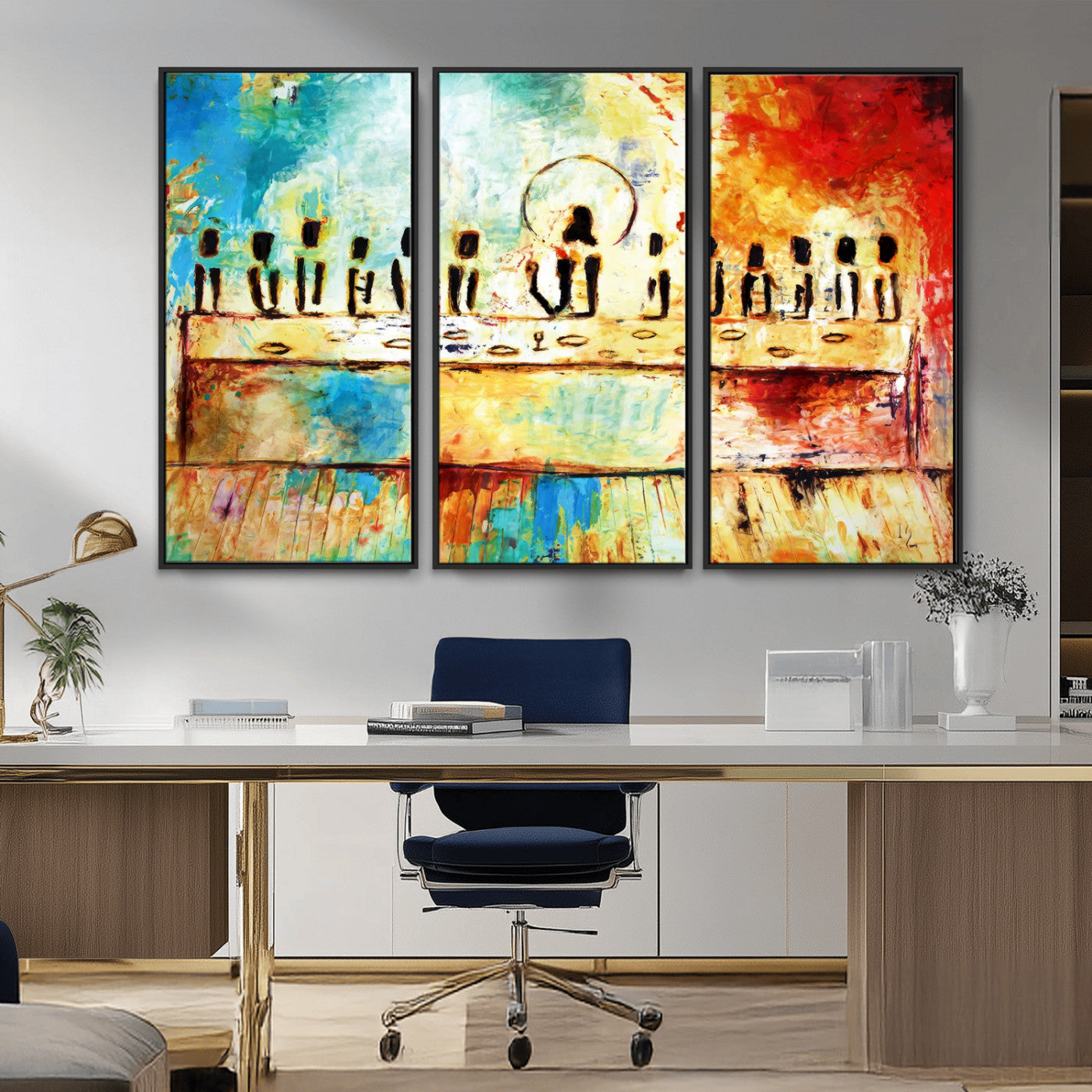 Abstract Last Supper with Apostles Wall Art Canvas Print