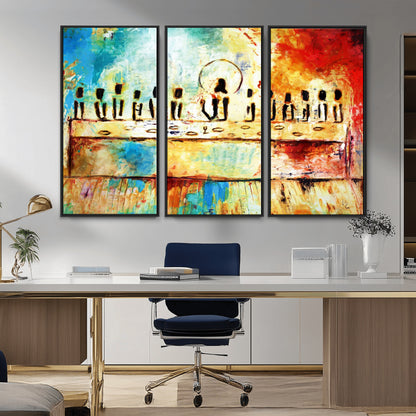 Abstract Last Supper with Apostles Wall Art Canvas Print