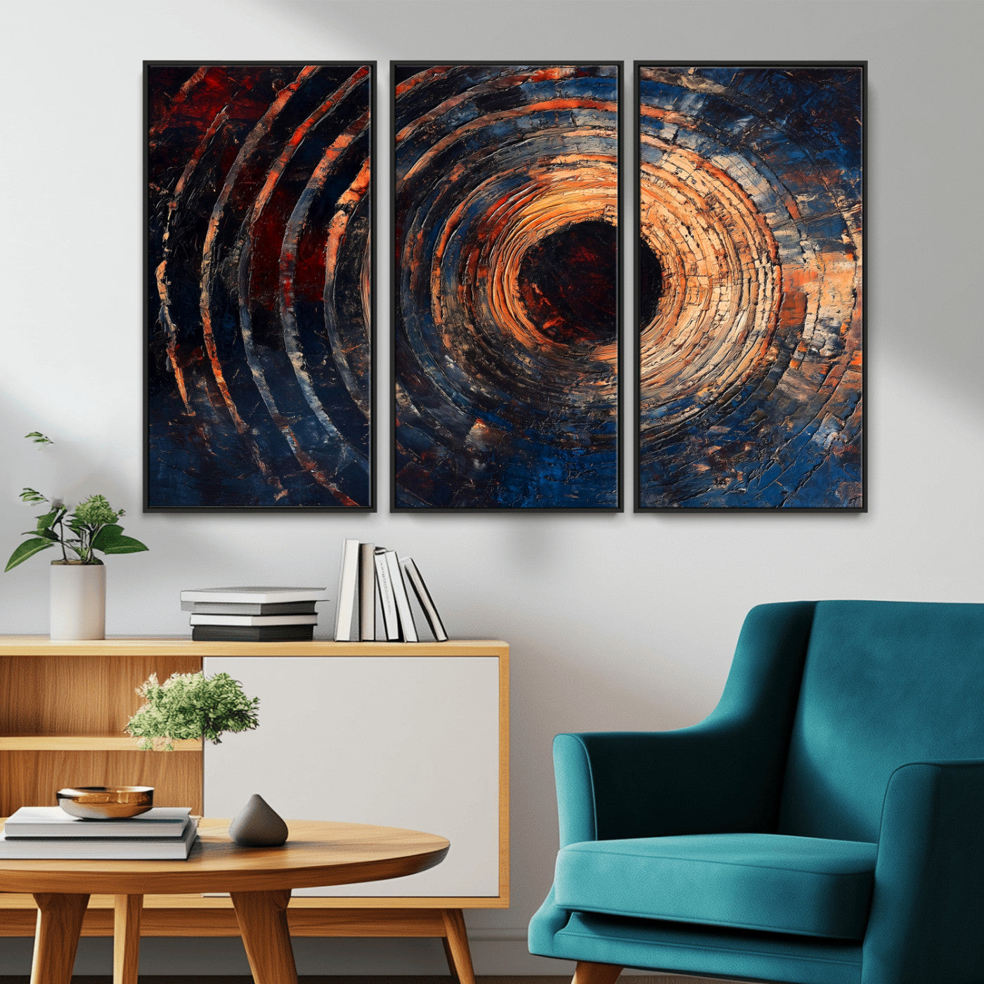 Wood Tree Ring Wall Art Print - Natural Wood Canvas Print, featuring an intricate tree ring pattern with organic textures, perfect for rustic and nature-inspired decor.