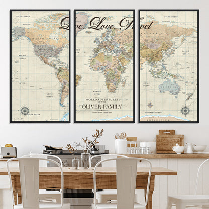 49563244-MGV-CV-36X24-Custom Push Pin World Map Wall Canvas Print – Personalized Travel Tracker with Pins – Framed Large Multi-Size Canvas for Home Office Decor