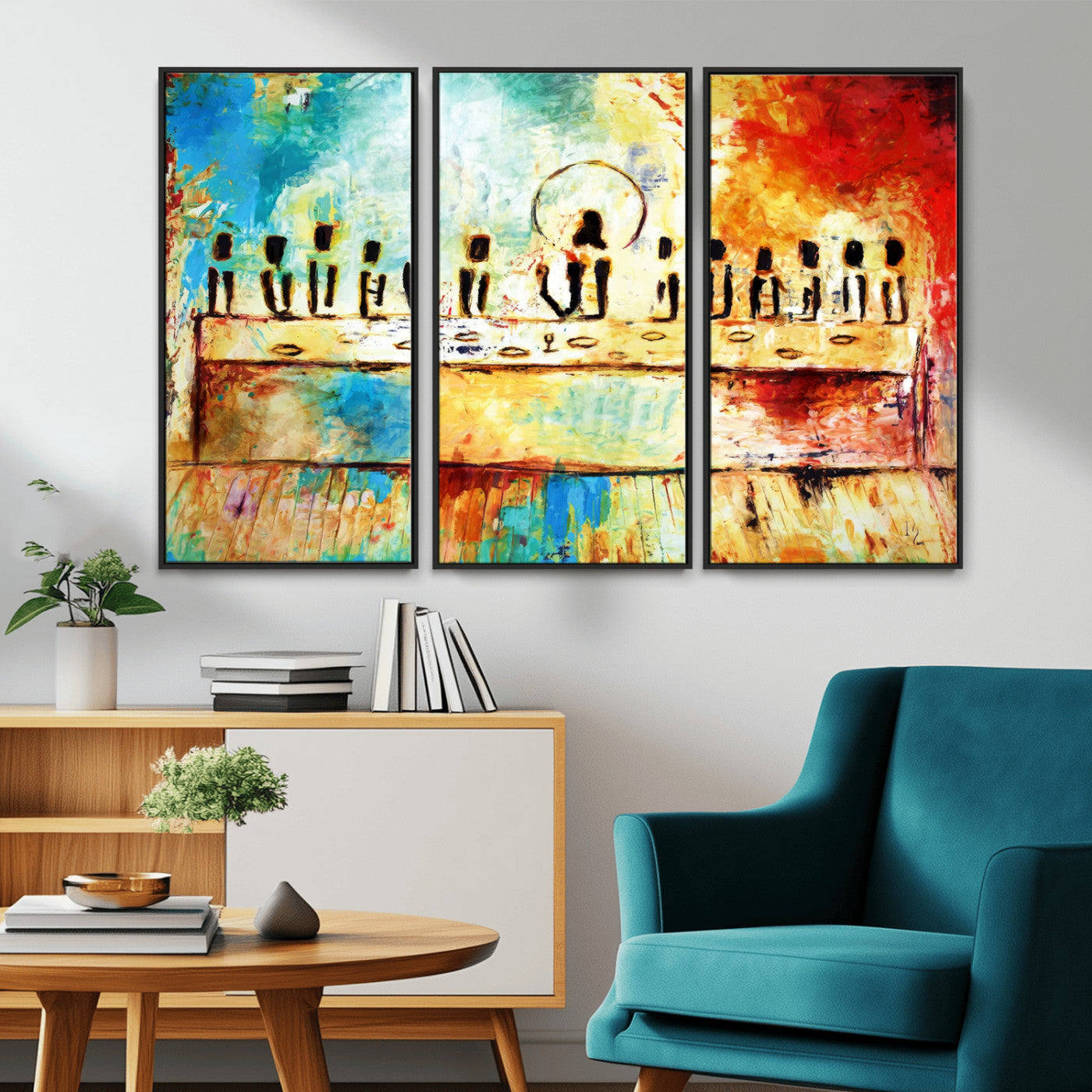 Abstract Last Supper with Apostles Wall Art Canvas Print
