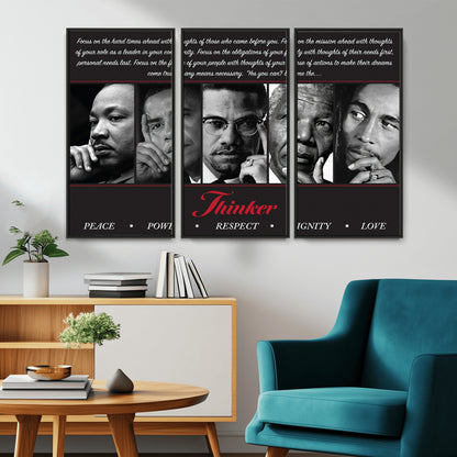 Monochrome canvas of iconic Black leaders with a powerful quote, perfect for modern spaces with a cultural or motivational theme.