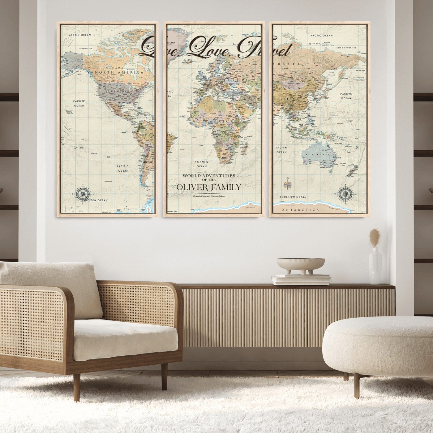 49563244-MGV-CV-36X24-Custom Push Pin World Map Wall Canvas Print – Personalized Travel Tracker with Pins – Framed Large Multi-Size Canvas for Home Office Decor