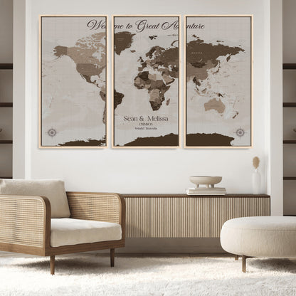 49871705-MGV-FC-48X32-3P_Natural-Push Pin Customize World Map Wall Canvas Print – Personalized Travel Tracker with Pins – Custom Wall Art Canvas for Home Office Decor