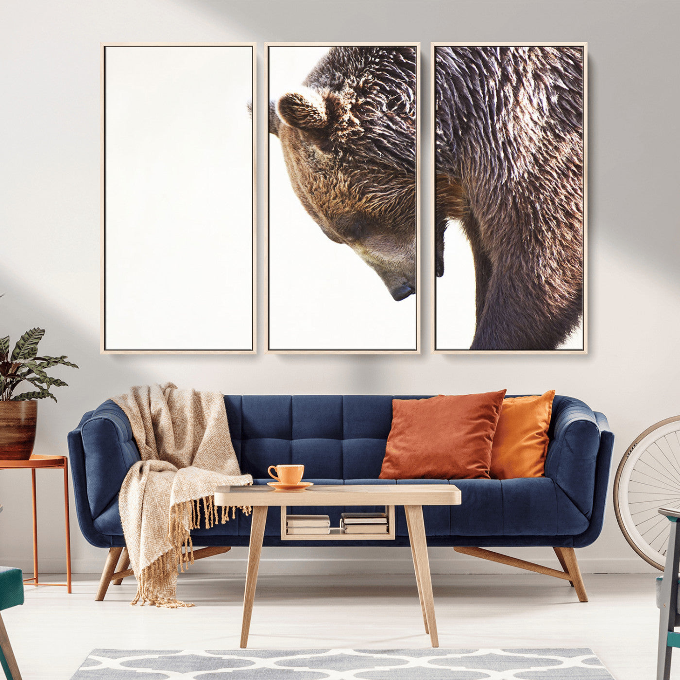Majestic Bear Portrait - Capture the raw beauty of a bear in a detailed close-up, perfect for your Wall Art Canvas Print collection