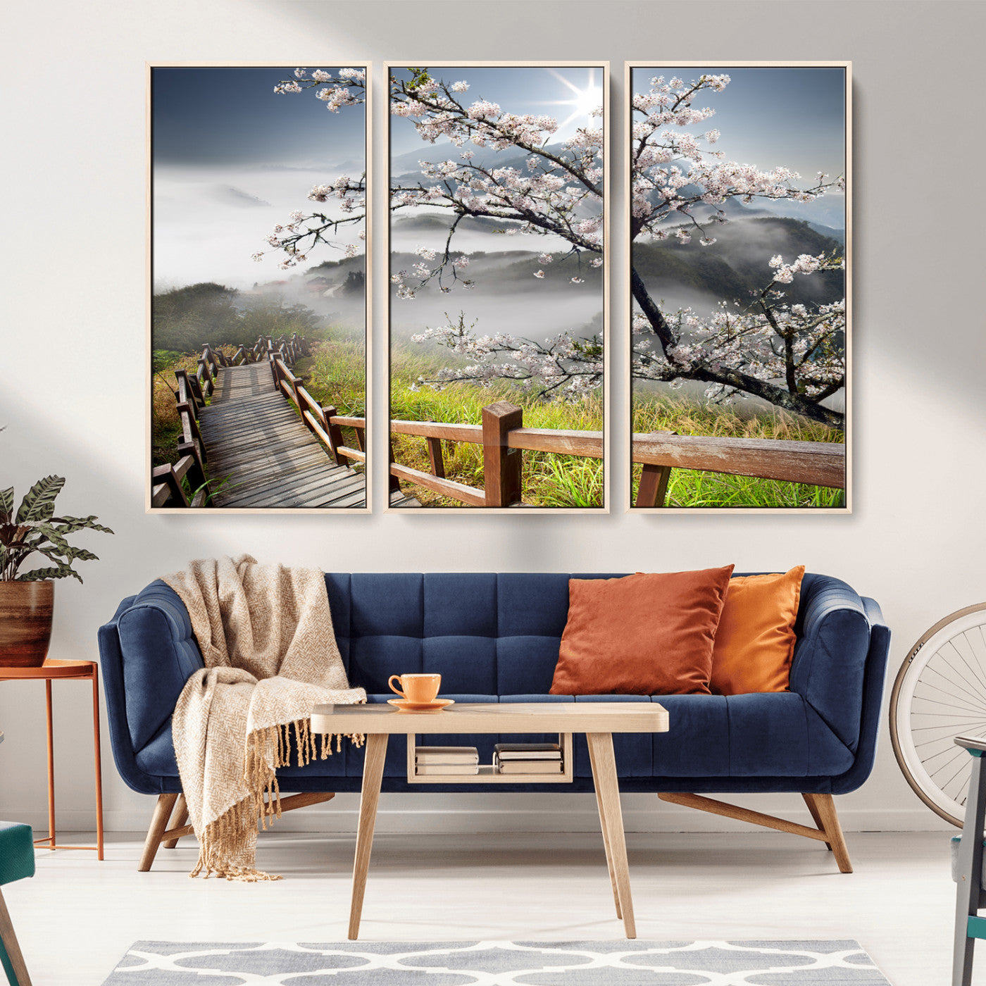 Sakura Cherry Blossom Pathway Canvas Wall Art – Tranquil Walk Through Blossoming Nature – Ready to Hang