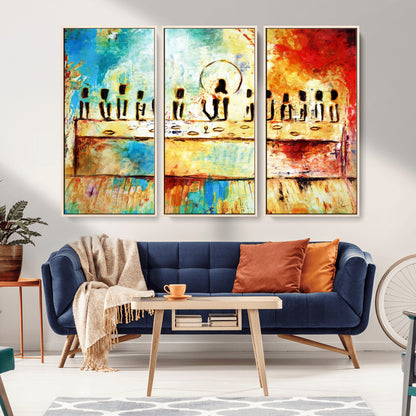 Abstract Last Supper with Apostles Wall Art Canvas Print