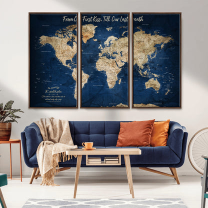 56122A-MGV-FC-48X32-3P_Walnut-Push Pin World Map Canvas Print – Framed Wall Art for Couples to Track Their Travels – Anniversary Gift or Home Adventure Decor - H2-Orj
